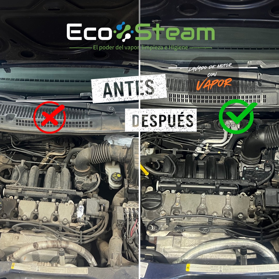 Antes y después real de lavado de motor EcoSteam
